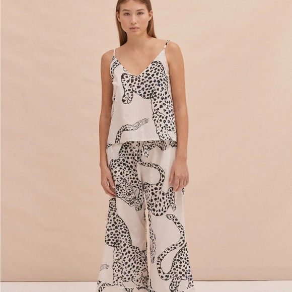 NWT: Women's Leopard Print Pajama Set - White and Black - Picture 2 of 5